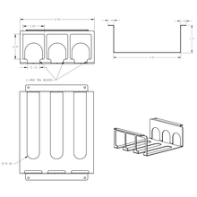 Technical drawing of a tool holder with dimensions and details