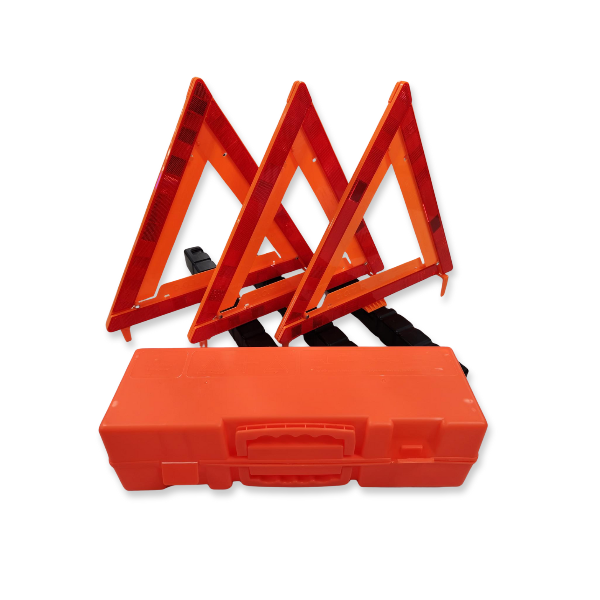 Red and Orange triangles with reflective material and orange case for emergency road side safety